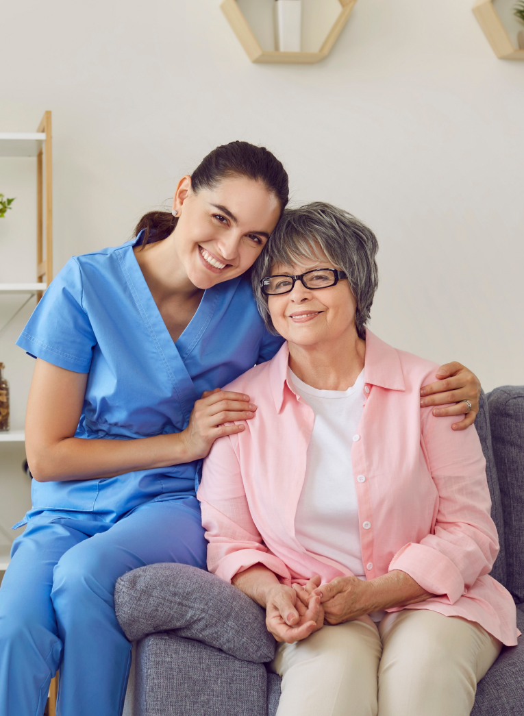 nurse hugging patient