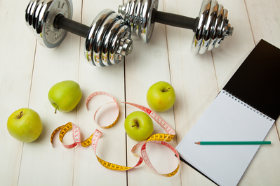 weights journal and measuring tape